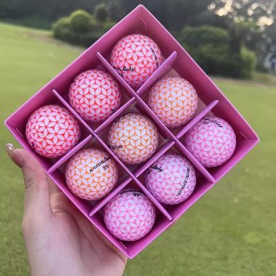 日本KAEDE高尔夫球粉色二层比赛球樱花粉可爱55 77  99号球9粒装