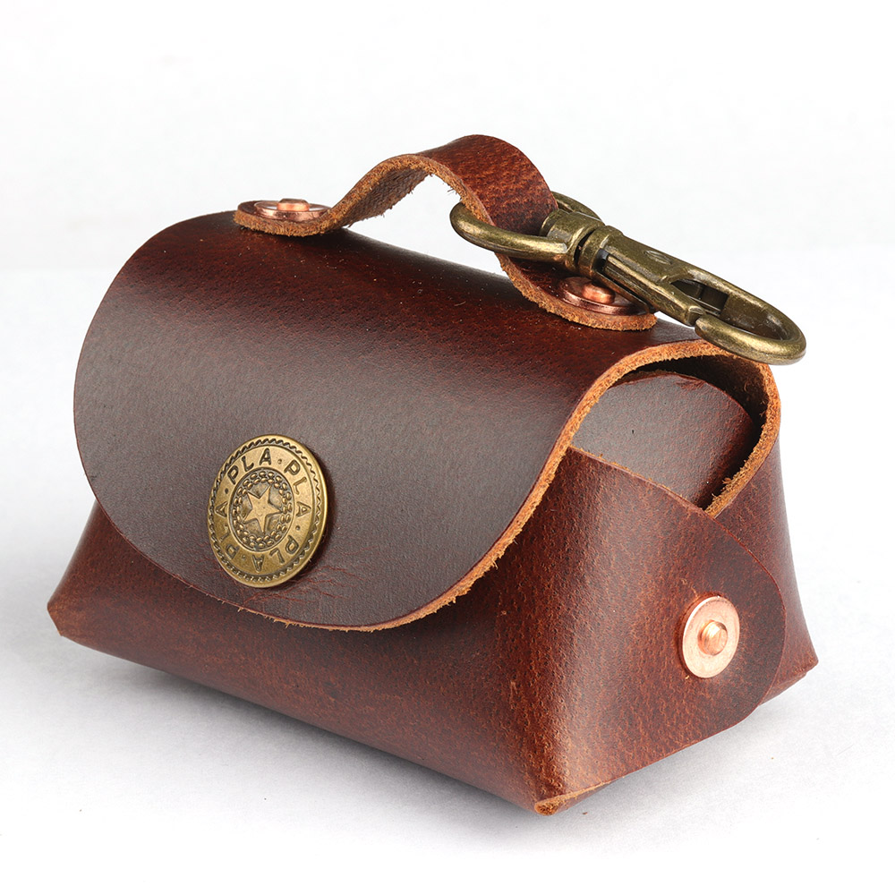 收纳包棕色苹果脖挂复古风青年