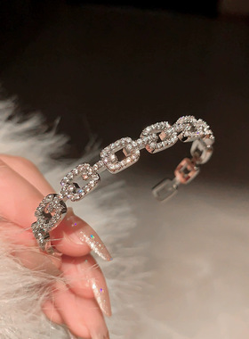 韩国名媛气质饰品个性设计冷淡风手环奢华高级感环环相扣开口手链