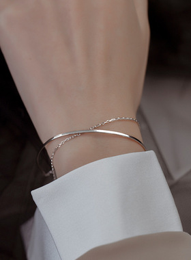 几何链条手镯女手饰品渐冻人网红双层闺蜜手链小众设计冷淡风学生