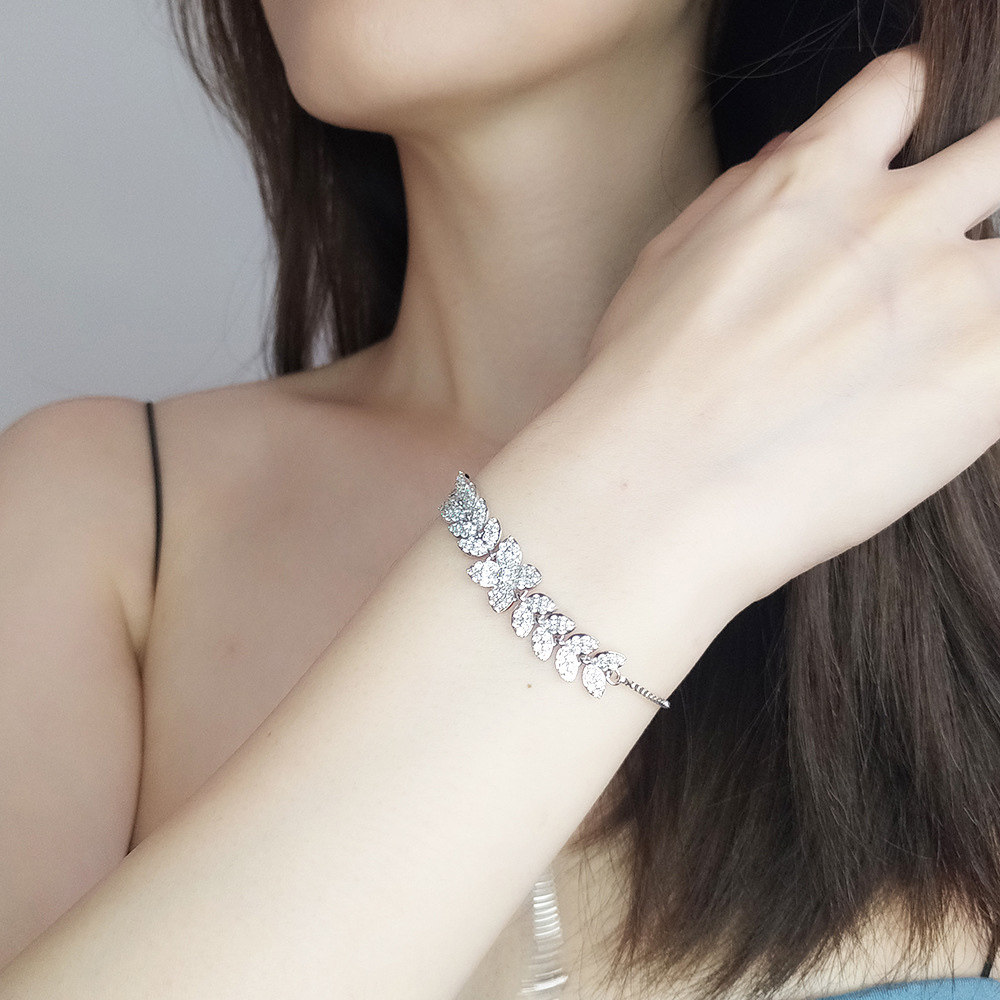 韩版气质个性星星闪耀精致锆石麦穗手链镀金ins风可抽拉调节手镯