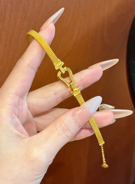 意大利轻奢米兰尼斯表带马蹄扣手链vintage复古简约蕾丝腕带手环