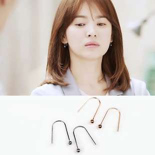 包邮太阳的宋慧乔同款耳钉 韩剧姜暮烟 圆点钢珠球球耳坠耳环后裔