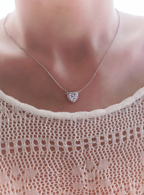 时尚韩版 爱心豪华款仿真钻石项链 鸡心水晶锁骨链 防过敏饰品 女