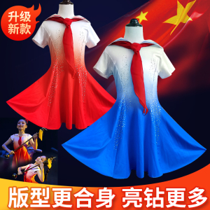 六一儿童红领巾合唱演出服女中小学生童心向党舞蹈朗诵蓝色表演服