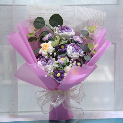 仿真花朵毛线编针织花束向日葵生日礼物 节日礼品