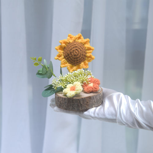 仿真向日葵花永恒天使毕业季手工花束生日礼物针织编织毛线花礼物