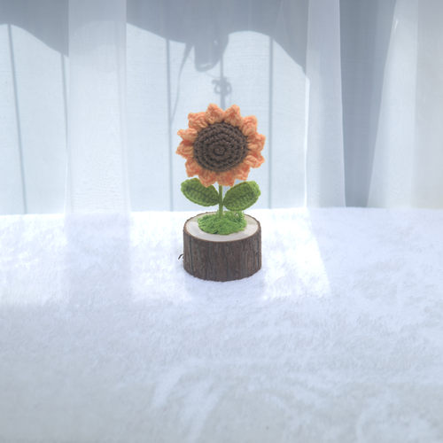 永恒天使成品手工编织毛线花向日葵花束桌面摆件装饰品仿真盆景