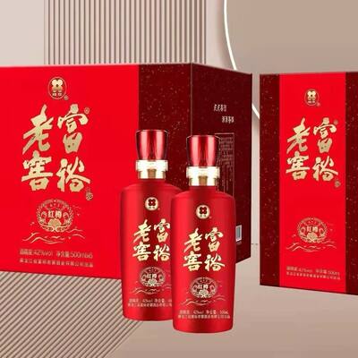 富裕老窖红樽42度浓香型500ml*6瓶整箱婚庆红瓶用酒东北纯粮酒