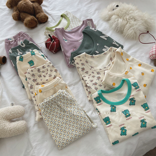 秋冬新品 两件套 女童卡通印花亲肤居家服套装 宝宝睡衣软糯秋衣秋裤
