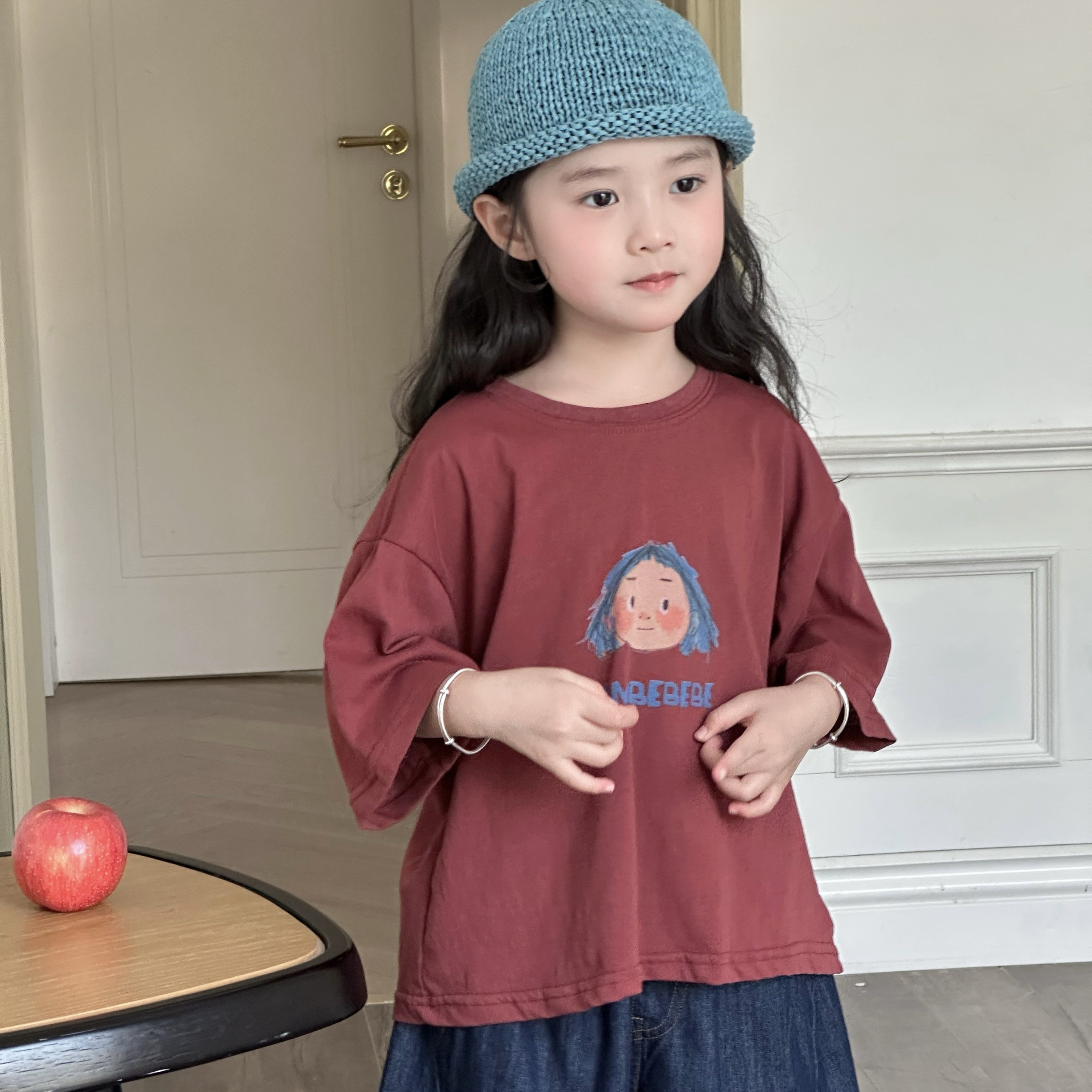 韩国女童卡通印花宽松短袖T恤2025夏季新品宝宝百搭可爱半袖上衣