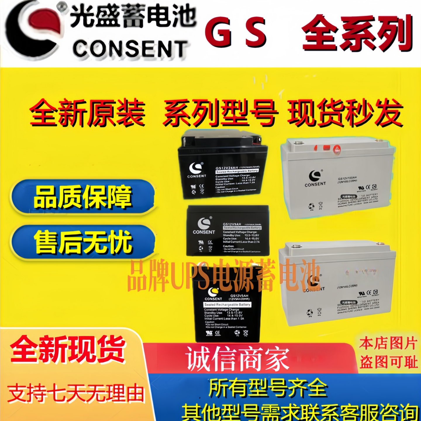 光盛蓄电池GS12V8.5 GS12V24 GS12V38 GS12V7 GS12V9 GS12V12AH - 实物图