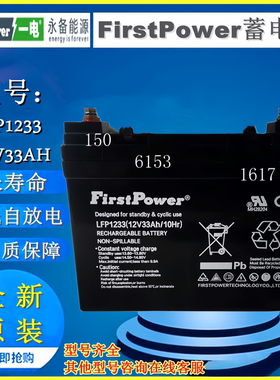 FirstPower一电蓄电池LFP1233 12V33AH免维护机房后备UPS/EPS电源
