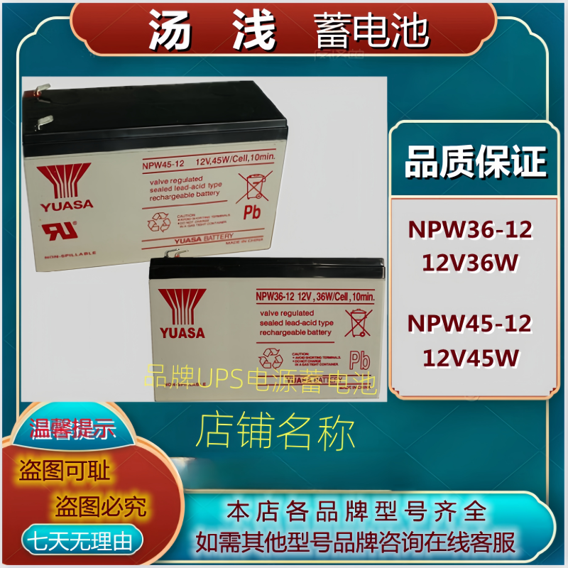 YUASA汤浅蓄电池NPW36-12/12V36W NPW45-12/Cell10min电梯消防用