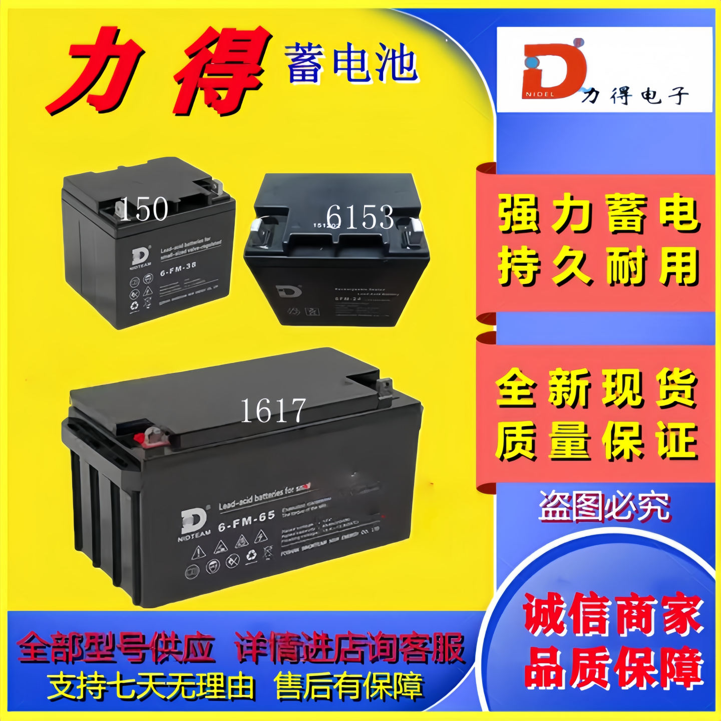 NIDEL力得蓄电池6-FM-65 6-FM-100 6-FM-24 6-FM-38 6-FM-17 6GFM
