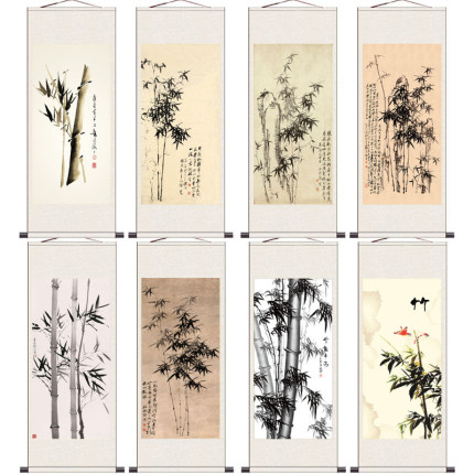 郑板桥竹子画装饰画字画卷轴挂画风水招财竖版国画写意水墨画书房