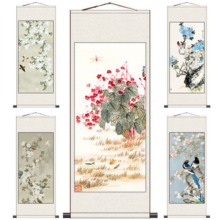 齐白石海棠花名家花鸟画海棠春睡图风水装饰挂画酒店茶楼装饰礼品