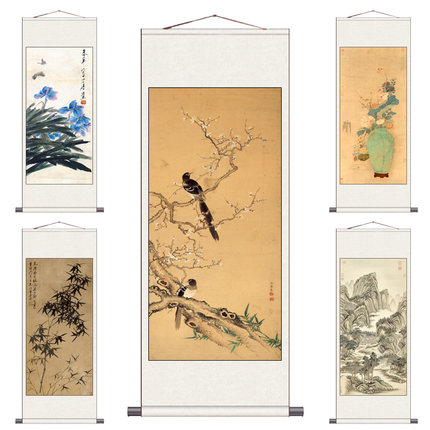 古典美人图仕女图名家人物字画花鸟画仿古挂画新居装饰画丝绸卷轴