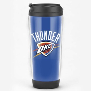 俄克拉荷马雷霆队周边水杯篮球迷礼品双层带盖可插吸管咖啡杯子