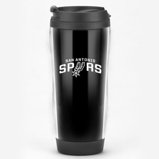 圣安东尼奥马刺队周边水杯篮球迷礼品双层带盖可插吸管咖啡杯子