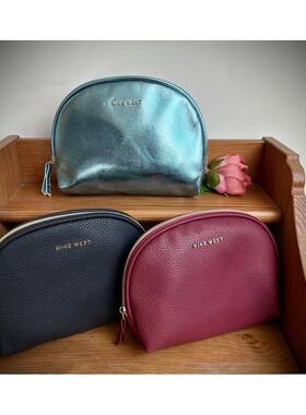 68包邮｜大号！外贸尾货经典金属蓝黑酒红色pu贝壳化妆收纳包