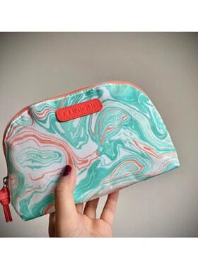 68包邮｜专柜满额礼撞色活力橘色绿色扎染水墨实用款化妆包收纳包