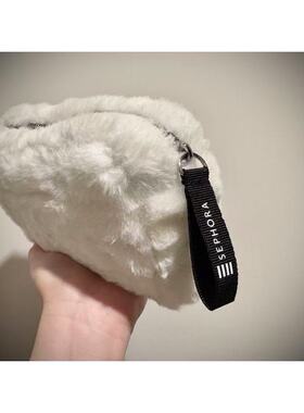 68包邮｜zui新款小白兔滑溜溜毛茸茸厚实质感超可爱化妆收纳包