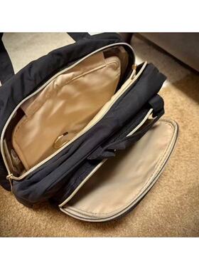 68包邮｜欧美品牌黑色暗纹超大容量实用分区手提化妆收纳包袋