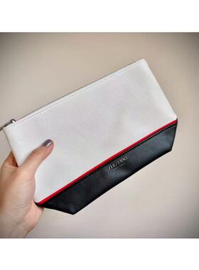 68包邮｜微瑕！专柜礼品加厚质感pu经典复古红白黑拼色化妆收纳包