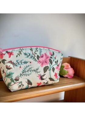 68包邮｜出口欧洲英国风小众优雅复古花朵小鸟糖果粉色随身收纳包