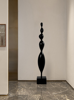 抽象艺术实木雕塑落地摆件样板房软装玄关过道橱窗角落竖高装饰品