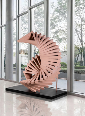 酒店立体抽象异形实木雕塑艺术品落地摆件售楼中心大型美陈装饰品