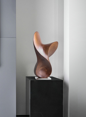 创意抽象木质雕塑艺术品酒店样板间客厅玄关木雕摆件展厅装饰摆设