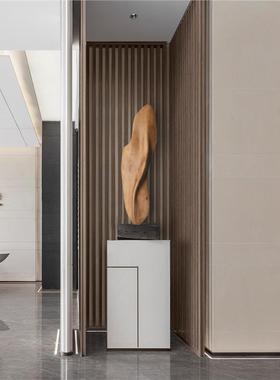 酒店大堂玄关装饰抽象木雕摆件售楼部样板间软装竖高雕塑艺术摆设