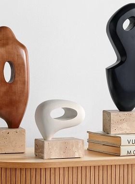 酒店样板间抽象木雕玄关装饰摆件家居饰品客厅电视柜酒柜艺术摆设