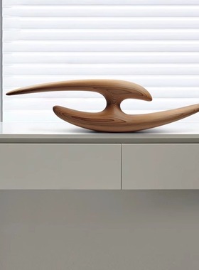 酒店样板间玄关装饰抽象木雕摆件售楼处会所实木雕塑艺术软装摆设