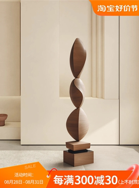 展厅样板间玄关抽象木雕落地摆件酒店会所大型装饰品雕塑艺术装置