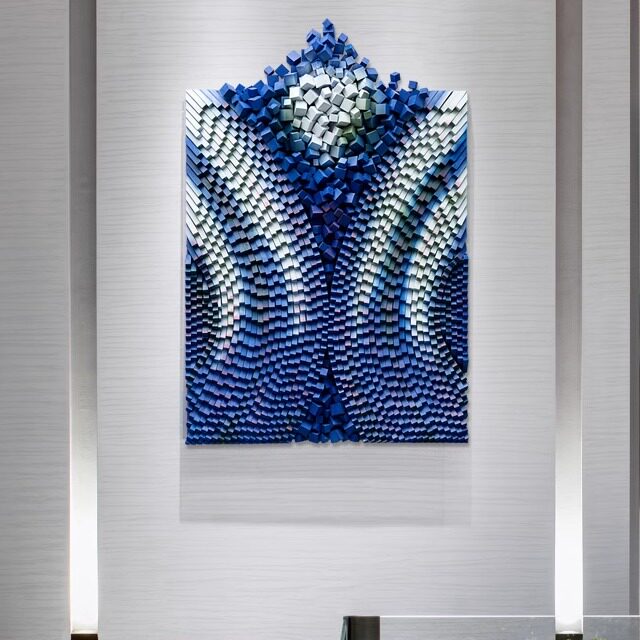 现代简约玄关装饰画竖版抽象壁画创意手工3D立体实物画样板房挂画