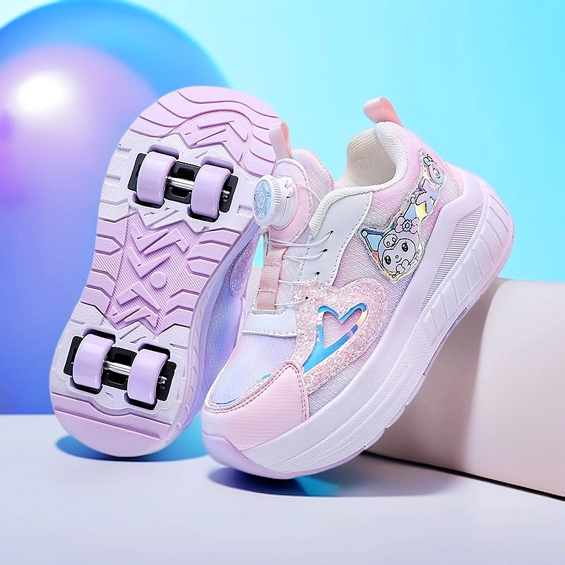 暴走鞋女童秋季新款飞行运动鞋四轮隐形小学生儿童鞋子暴走轮滑鞋