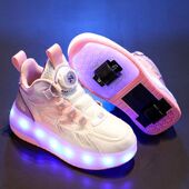 亮灯女孩学生溜冰鞋 轮滑暴走鞋 运动轮滑鞋 子儿童双轮飞行鞋 女童鞋