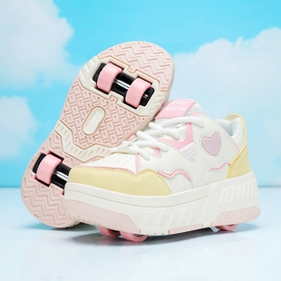 女童暴走鞋儿童鞋子四轮可拆暴走轮滑鞋学生运动飞行鞋女孩溜冰鞋