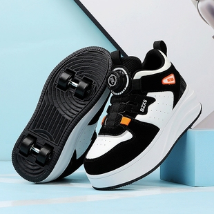 暴走鞋男童鞋子秋冬季四轮儿童运动飞行鞋学生暴走轮滑鞋加绒保暖