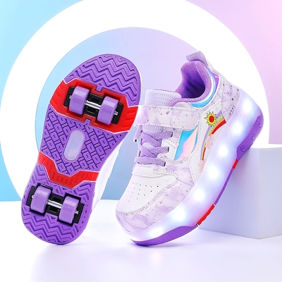 网红爆款四轮暴走鞋可走可滑充电