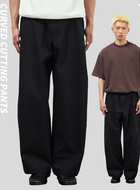 TBALLER2026新款黑色弯刀斜纹布裤潮牌廓形立体剪裁男女同款挺括