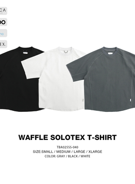 TBALLER 2025新款solotex华夫格短袖T恤男潮牌日系拼接小领口情侣