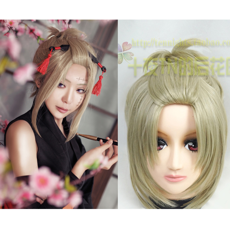 银魂月咏造型好亚麻黄TN假发十夜
