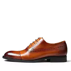 Tmens/Tianmianshi Men's Leather Brogue British-Style Carved Wedding Shoes Handmade Three-Joint Business Formal Leather Shoes