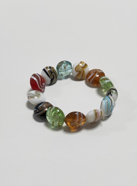 时尚精致甜美气质彩绘琉璃串珠手链手圈手串手饰品设计感配饰女