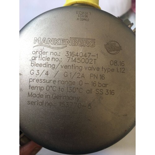 MANKENBERG  7145002T   bleeding/venting valve type1.12 G3/4