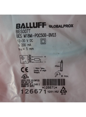 全新原装正品BALLUFF巴鲁夫BES007T  BES M18MI-POC50B-BV03 现货